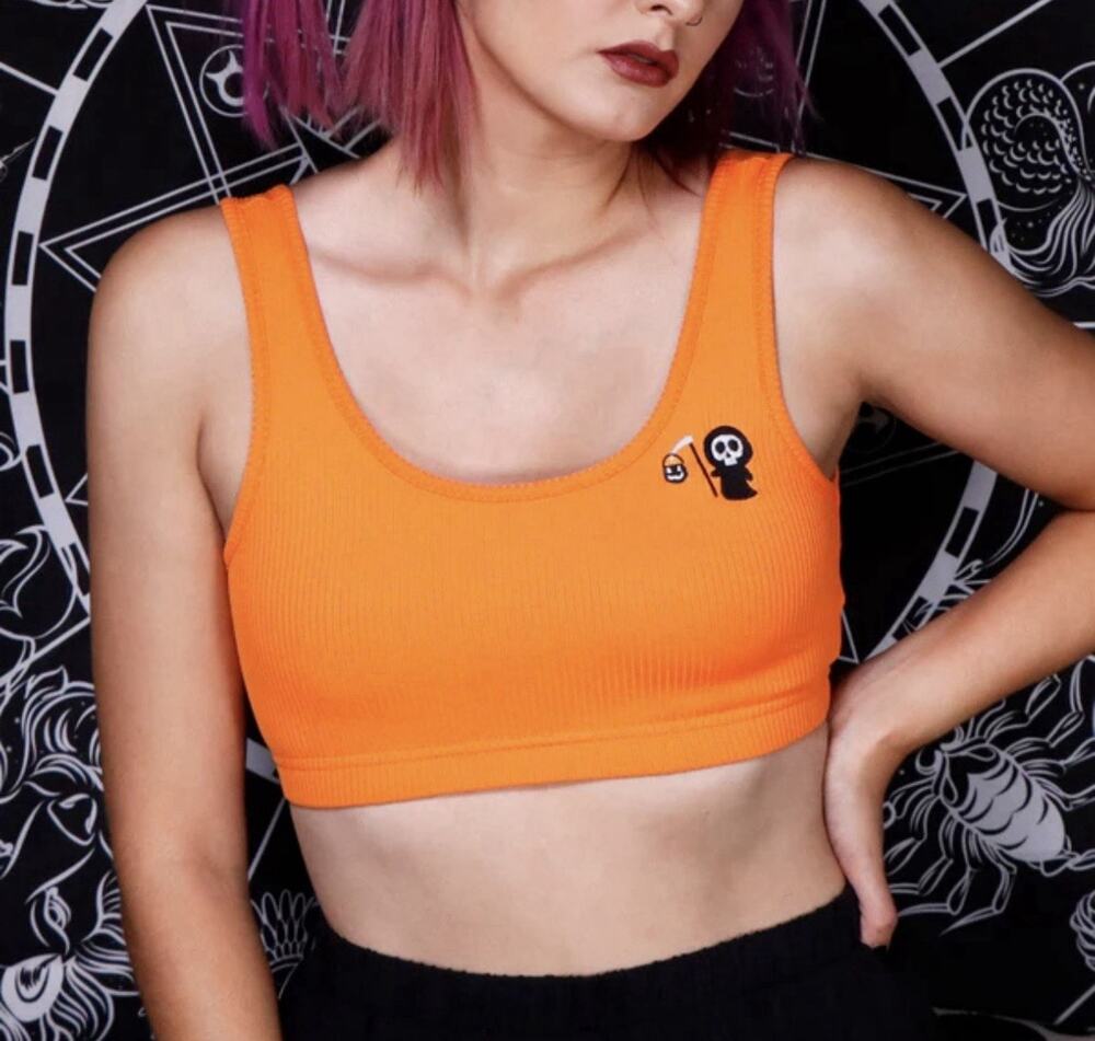 Black Thorn LA Reaper Treater Ribbed Crop Tank Plus 3XL Halloween